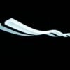 Modern wavy LED pendant light fixture against a black background.