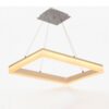 Modern square pendant light fixture with warm LED illumination.