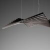 HTB1Rq4DIFXXXXbwXVXXq6xXFXXX1 A modern chandelier featuring angular, metallic elements arranged in a staggered, descending pattern, suspended from the ceiling by thin wires.