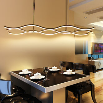 Modern LED pendant chandelier in minimalistic style for dining or kitchen room