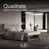 Modern bedroom with Quadrate pendant light, stylish bed, and sleek furniture design.