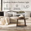 Quadrate modern pendant light in cozy living room, adjustable and energy-saving LED technology.