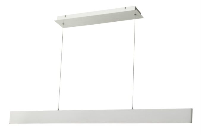 10096PN-WH Modern suspended linear LED pendant light isolated on white background.