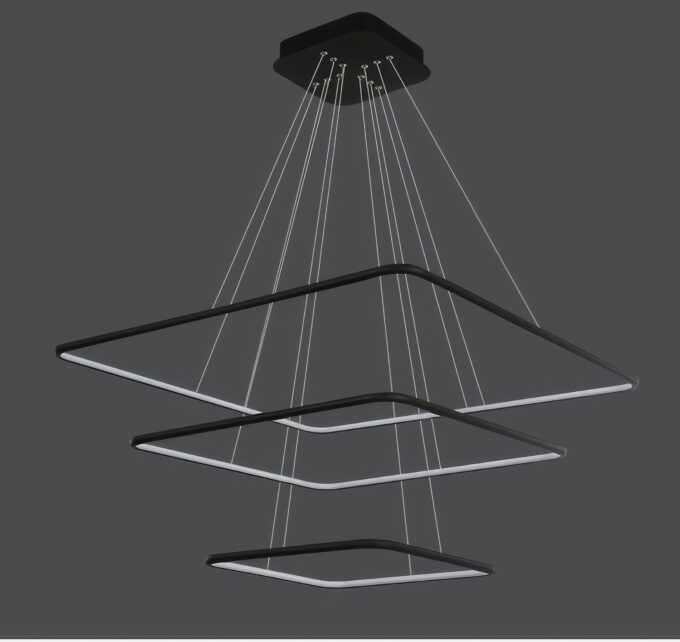 LC-011-AC14-S01-A- (12) Modern, stylish pendant light with four bare bulbs hanging from wooden base