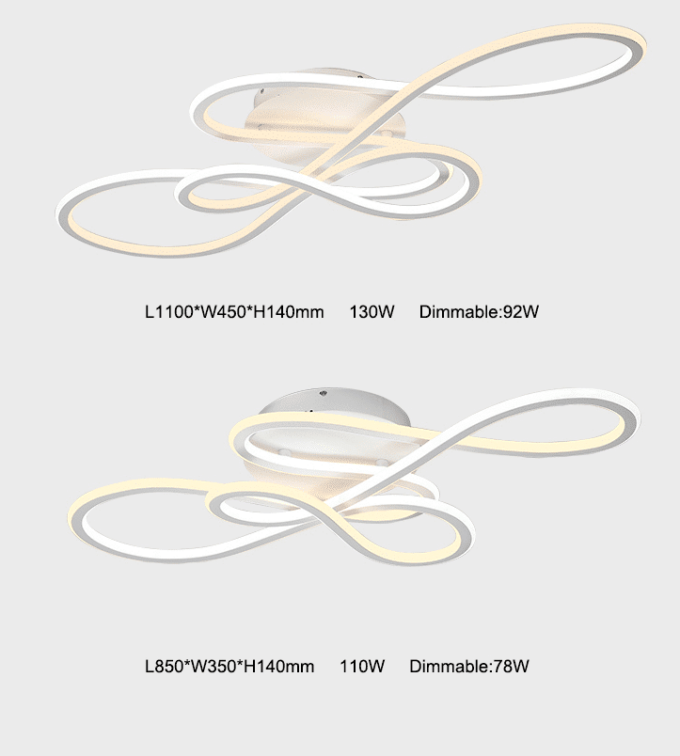 3cbee3c45f29fad0afadf0f5b6862c95 Modern dimmable LED ceiling lights with size specifications.