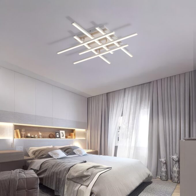 NEO-Gleam-Ideal-Modern-Led-Ceiling-Lights-For-Living-Room-Study-Room-Bedroom-Home-Dec-AC85.jpg (1) Modern bedroom with stylish ceiling light fixture and elegant decor.