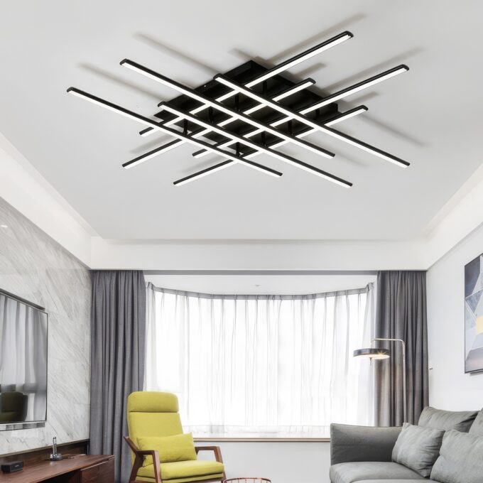 NEO-Gleam-Ideal-Modern-Led-Ceiling-Lights-For-Living-Room-Study-Room-Bedroom-Home-Dec-AC85.jpg Modern living room with geometric ceiling light fixture and stylish furniture.