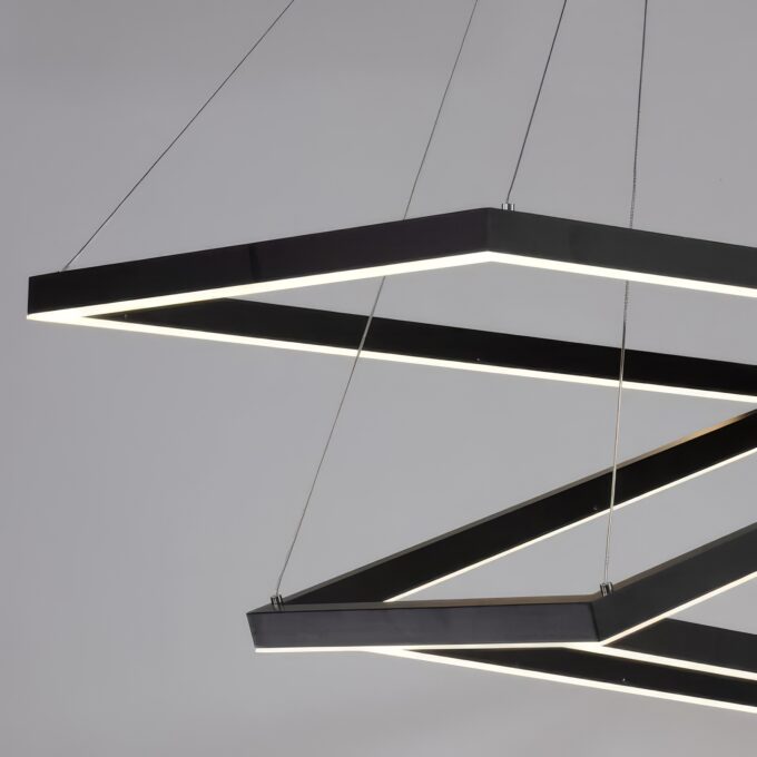 Rectangle-Modern-led-Dinning-Room-Suspension-Luminaire (3) Modern LED pendant lights in geometric design, suspended from ceiling