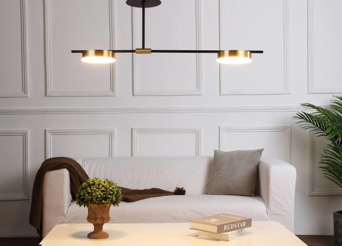 MC1541R-2 (5) Modern living room with white sofa, pendant lights, and elegant decor.