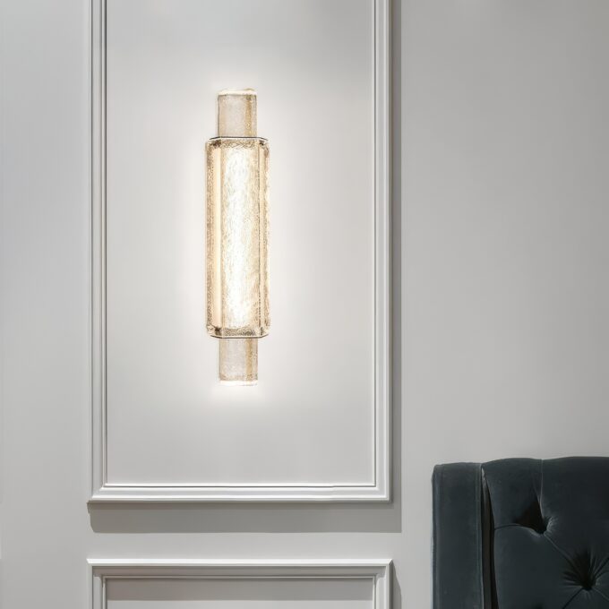 Modern textured glass wall sconce in a stylish interior
