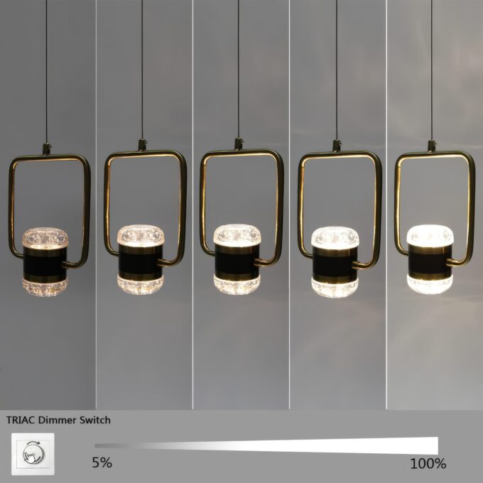 61fLLEFa+JL._AC_SL1500_ Modern pendant lights with TRIAC dimmer switch at different brightness levels.