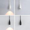 modern-teardrop-pendant-light (8) light angle view of black and white finish, on and off