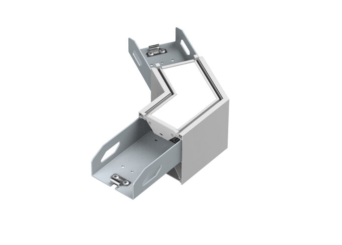 Detailed metal frame structure, angled view, showcasing design elements and material quality. Perfect for construction use.