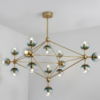 Image_20260801160724_10_112 Modern gold geometric chandelier with spherical glass lights for contemporary interiors.