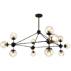 O1CN01LUH5sk1bWDdB2E6B1__3455123472216 Modern black geometric chandelier with multiple clear globe bulbs, suitable for contemporary interiors.