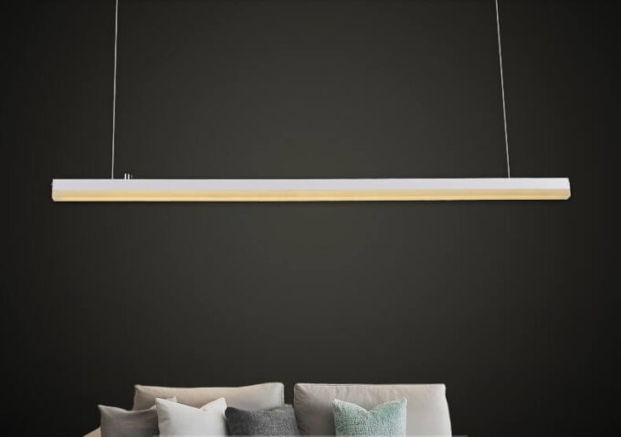 HTB1oEjXJFXXXXbhXpXXq6xXFXXX3 Modern pendant light above cozy grey sofa with cushions against dark wall.