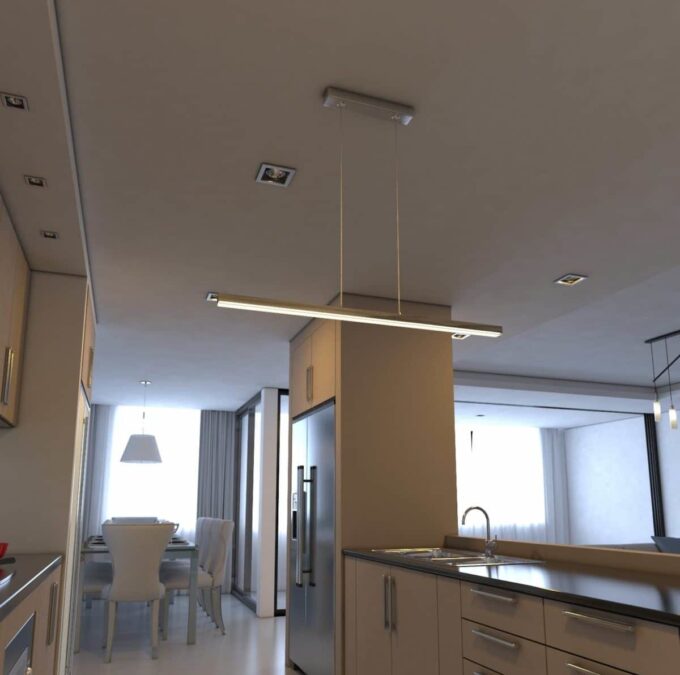 Pendant_Elegant_Kitchen Modern elegant kitchen with pendant lights over a stylish center island.