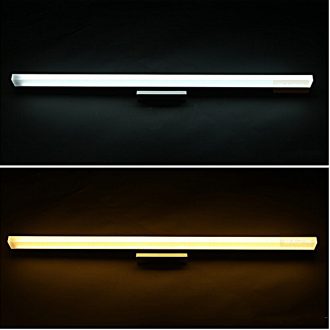 Wall-mounted LED light bars in cool and warm white on a dark background
