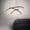 contemporary minimalist three ring pendant light in black
