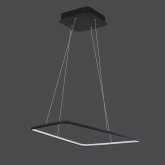 Modern black pendant light with LED on gray background