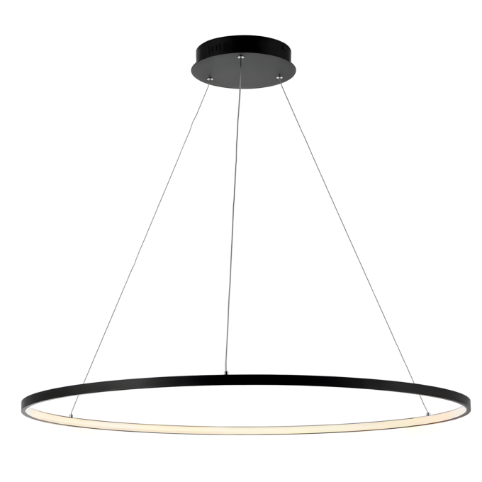 matte-black-jonathan-y-pendant-lights-jyl7220a-e1 (Custom) Modern minimalist black ring pendant light fixture with LED illumination, ideal for contemporary home interiors or office spaces.