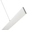 Modern minimalist LED pendant light isolated on white background.