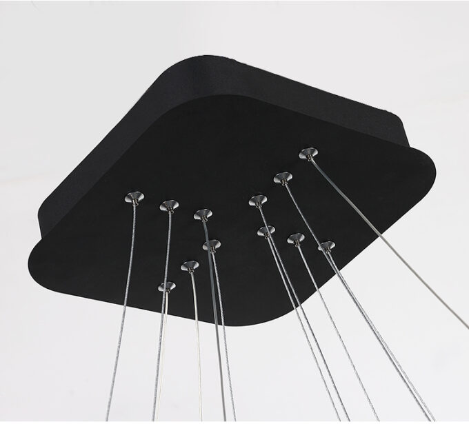 LC-011-AC14-S01-A- (15) Modern black pendant light with multiple adjustable cables hanging from a ceiling.