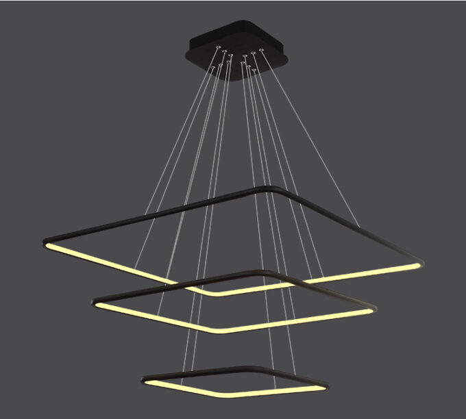 LC-011-AC14-S01-A- (7) Modern silver ceiling lamp with pivoting arms and bright light bulbs against white background