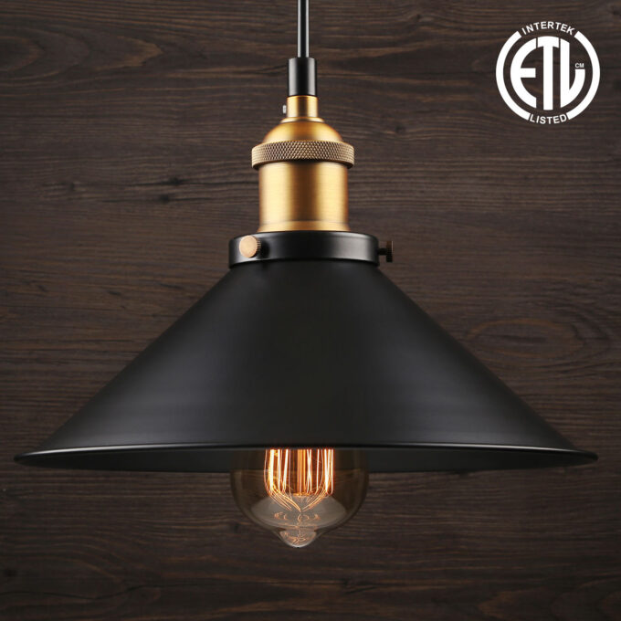 s-l1600 (8) Vintage black pendant light with Edison bulb against wooden background