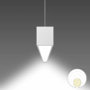 Seamless-Pendant-Mount Modern pendant light with cone shape, casting soft illumination. Includes diagram of light distribution.
