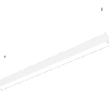 Seamless-Pendant-Office-Light (1) Minimalist LED linear pendant light fixture hanging with cables on a black background.