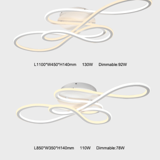 Modern dimmable LED ceiling lights with size specifications.