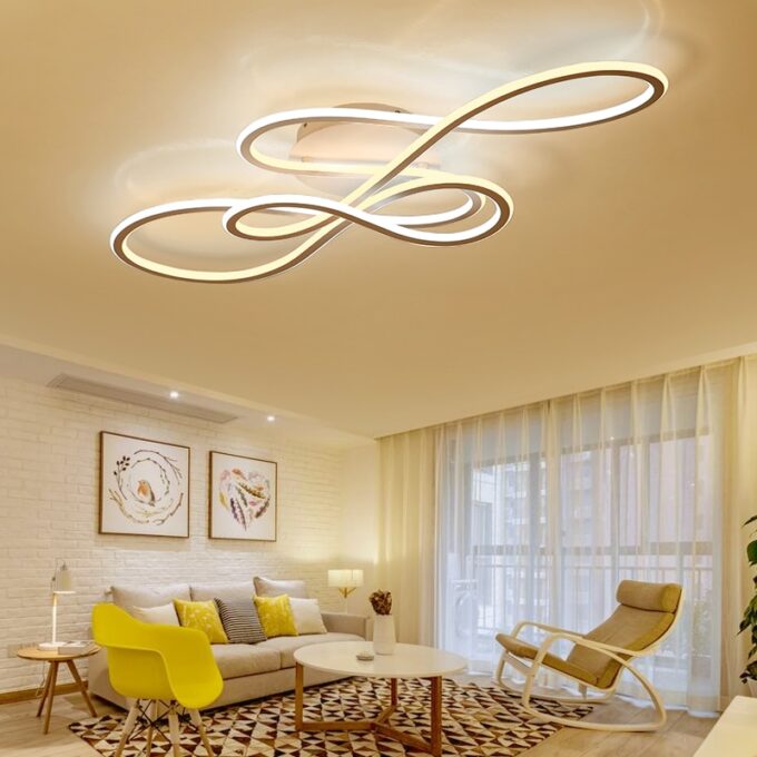 modern-lighting-ribbon-2 Modern living room with stylish ceiling light and cozy interior design.