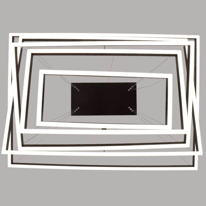Rectangle-Modern-led-Dinning-Room-Suspension-Luminaire (4) Abstract geometric frames in a tunnel perspective on gray background.