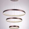 Contemporary bronze 3-ring light fixture suspended on ceiling for modern interior design