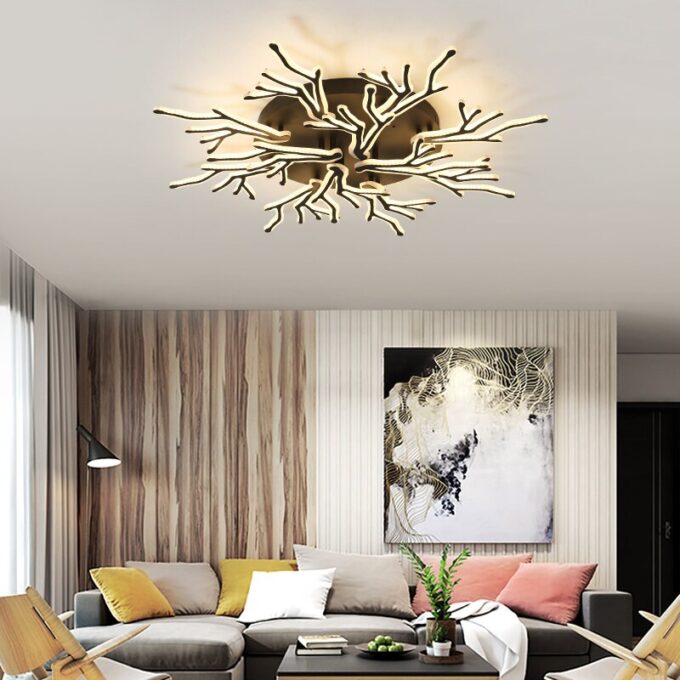 New-Arrival-Black-Finish-Modern-Led-Ceiling-Lights-For-Living-Room-Master-Bedroom-Fixtures.jpg (2) Modern living room with tree-branch style ceiling light fixture.