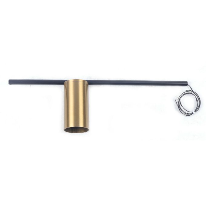 $_10 (6) Gold brass wall sconce with black bar and ring detail