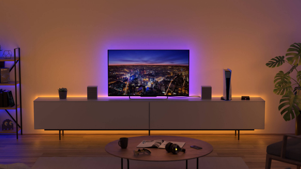 LED strips installed behind TV and Furniture