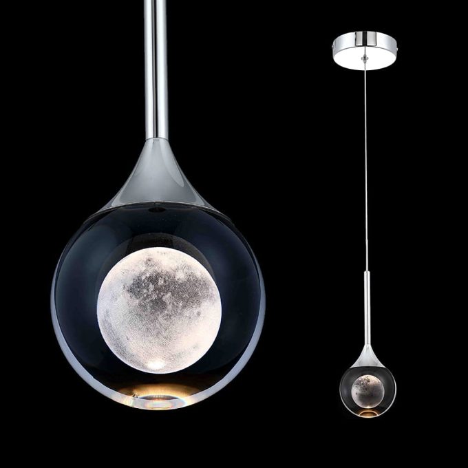 51hxBoUd-5L._AC_SL1000_ Modern moon-inspired pendant light fixtures against a black background.