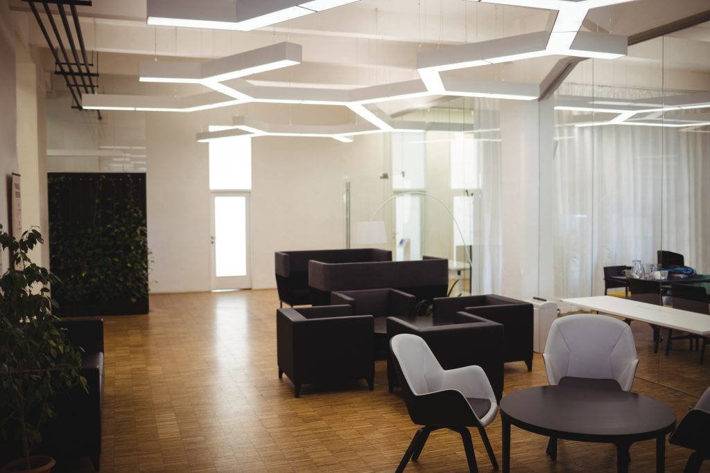 Office lounge with modular lights
