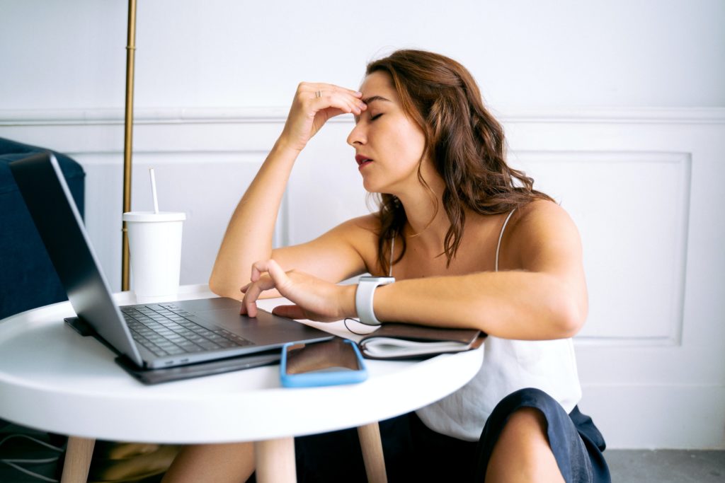 Woman With Headache and Eye Strain