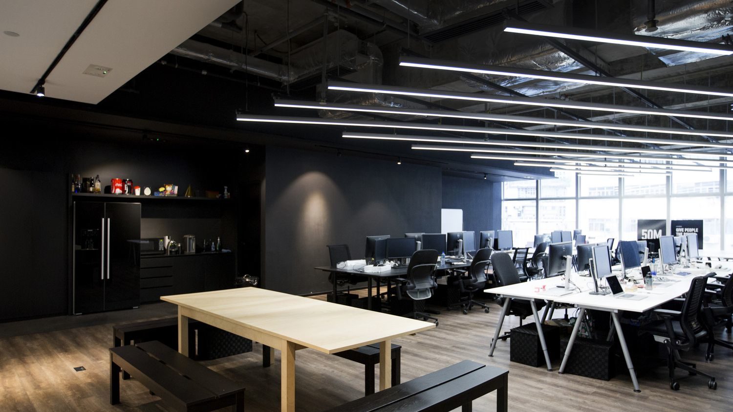 Modern Office With Suspended LED Lighting