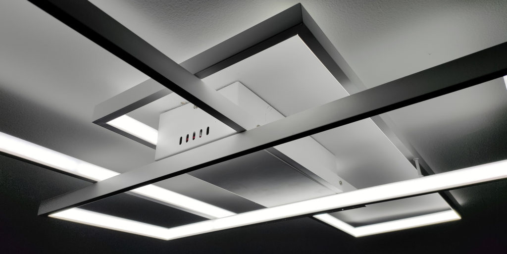 Modern Rectangular Integrated LED Light Fixture - White Finish - White Ceiling - Cool White Color Temperature