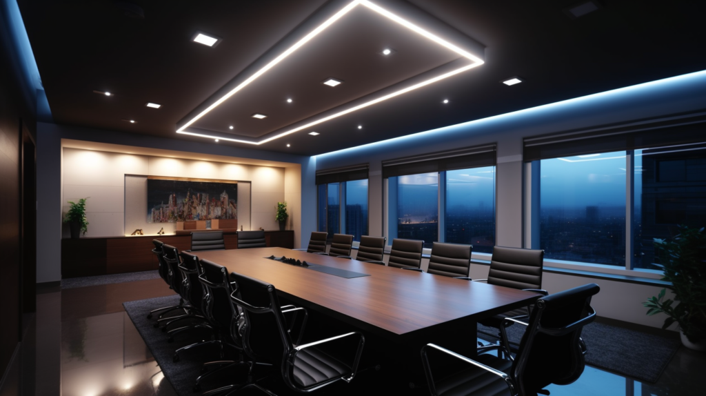 Conference Room With Modern Rectangular Light