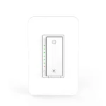 Smart dimmer light switch with LED indicators on white background.