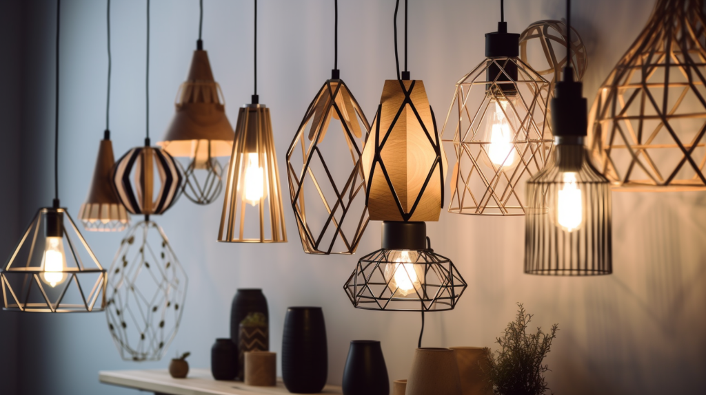 Pendant Lights Matching In Style Against White Wall 