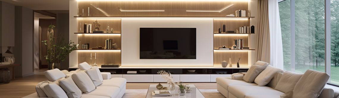 Modern Living Room With LED Light Control