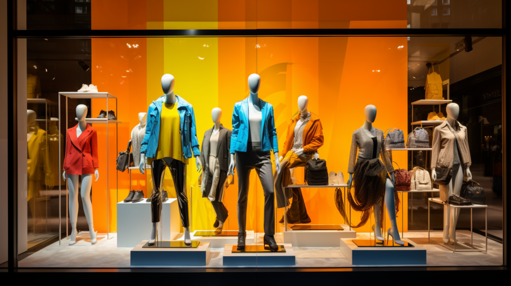 vibrant retail store display lit up with bright lighting