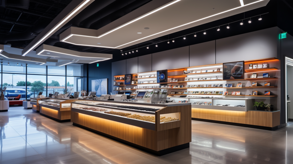 retail store with linear led lighting and accent lighting to showcase products