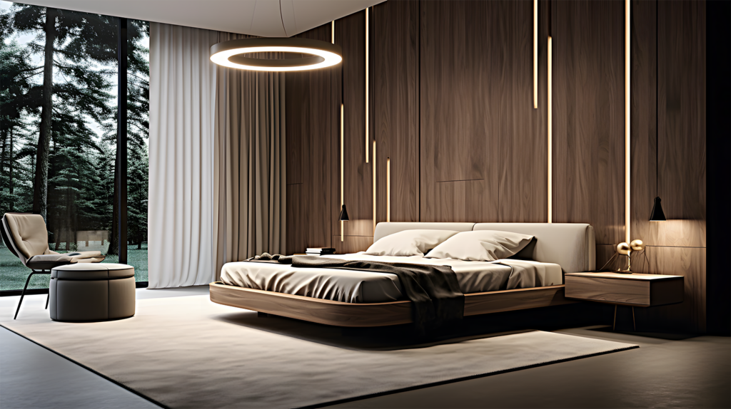 modern bedroom with modern LED pendant light 2